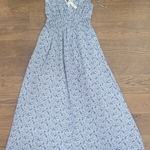 Madewell Blue Floral Maxi Dress with Smocked Bodice